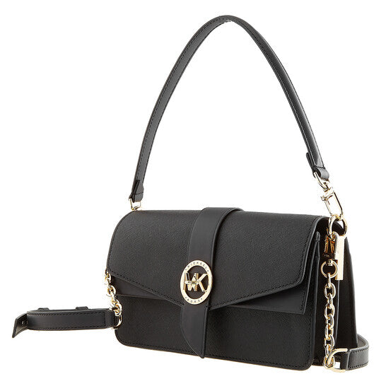Michael Kors Ladies Greenwich Medium Saffiano Leather Shoulder Bag - Black
