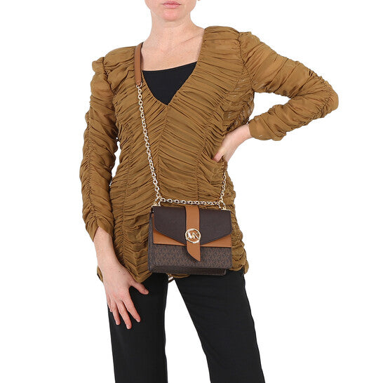 Michael Kors Ladies Greenwich Small Presbyopia Crossbody Bag - Brown/Acorn