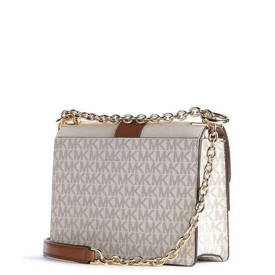 Michael Kors Ladies Greenwich Small Presbyopia Crossbody Bag - White/Acorn Brown