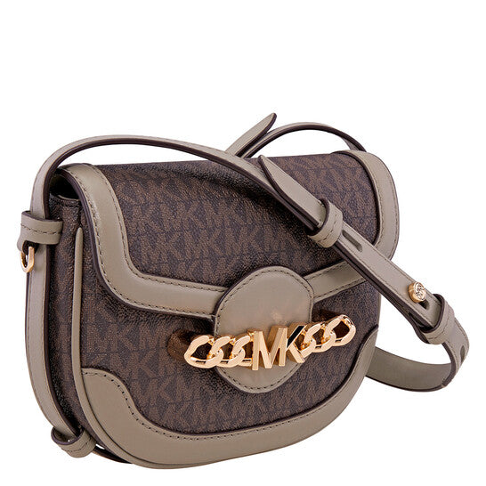 Michael Kors Ladies Hally Extra-Small Embellished Logo Crossbody Bag-  Dusty Sage