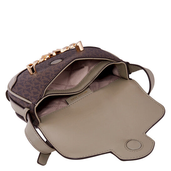 Michael Kors Ladies Hally Extra-Small Embellished Logo Crossbody Bag-  Dusty Sage