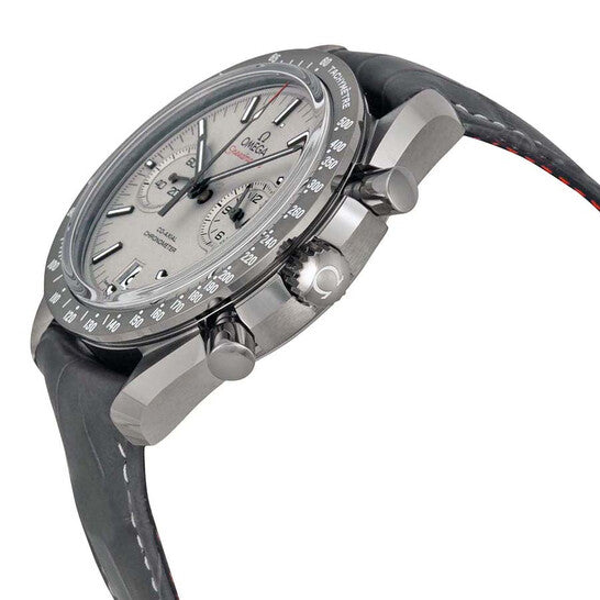 Omega Speedmaster Professional Grey Side of the Moon Chronograph Automatic Sandblasted Platinum Dial Grey Leather Men's Watch