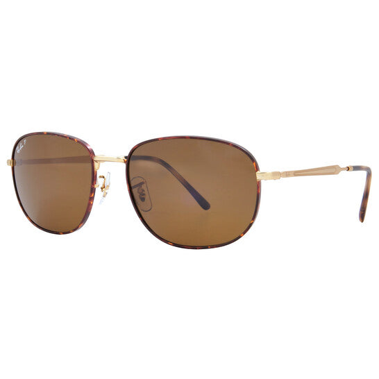 Ray Ban Polarized Brown Rectangular Unisex Sunglasses