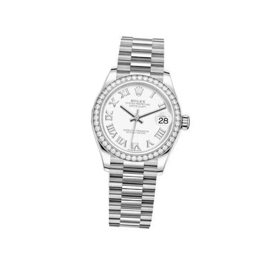 Rolex Datejust 31 White Dial Ladies 18kt White Gold President Watch