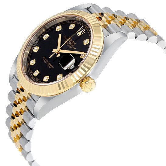 Rolex Datejust 41 Black Diamond Dial Stee and 18K Yellow Gold Jubilee Men's Watch