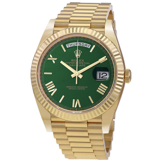Rolex Day-Date 40 Green Dial Men's 18kt Yellow Gold Rolex President Watch