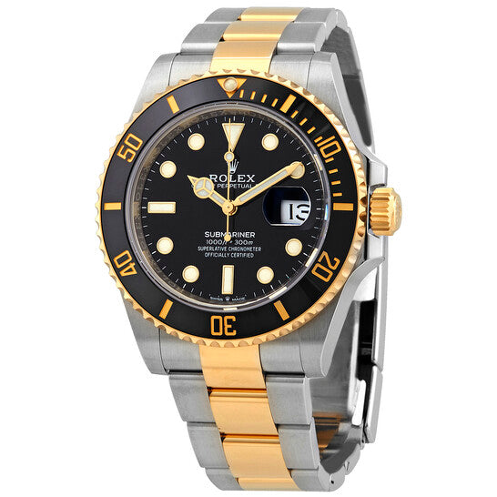 Rolex Submariner Black Dial Stainless Steel and 18K Yellow Gold Bracelet Automatic Men's Watch