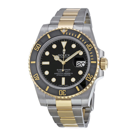 Rolex Submariner Black Dial Stainless Steel and 18K Yellow Gold Oyster Bracelet Automatic Men's Watch