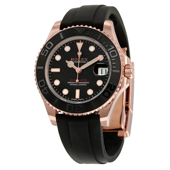 Rolex Yacht-Master 37 Automatic Black Dial 18kt Everose Gold Black Rubber Strap Unisex Watch