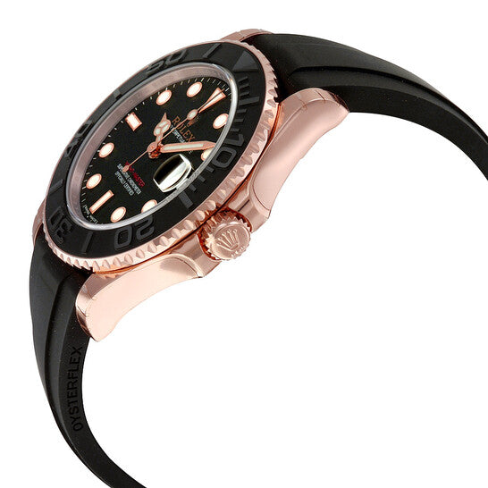 Rolex Yacht-Master 37 Automatic Black Dial 18kt Everose Gold Black Rubber Strap Unisex Watch