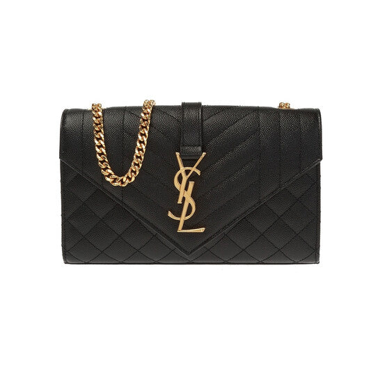 Saint Laurent Ladies Envelope Quilted Shoulder Bag In Black