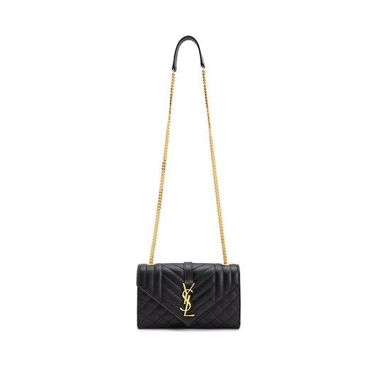 Saint Laurent Ladies Envelope Quilted Shoulder Bag In Black