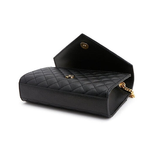 Saint Laurent Ladies Envelope Quilted Shoulder Bag In Black