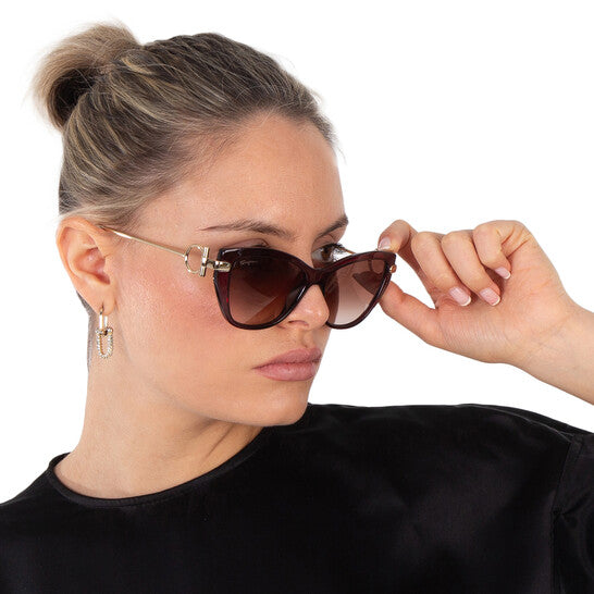 Salvatore Ferragamo Brown Gradient Cat Eye Sunglasses
