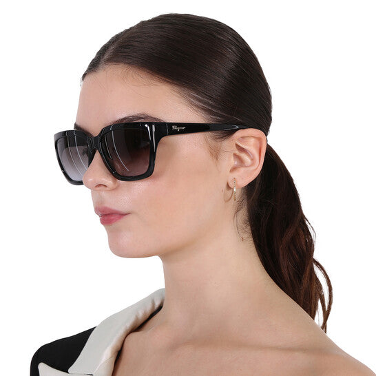 Salvatore Ferragamo Grey Rectangular Ladies Sunglasses