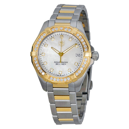 Tag Heuer Aquaracer Mother of Pearl Stainless Steel and 18kt Yellow Gold Ladies Watch
