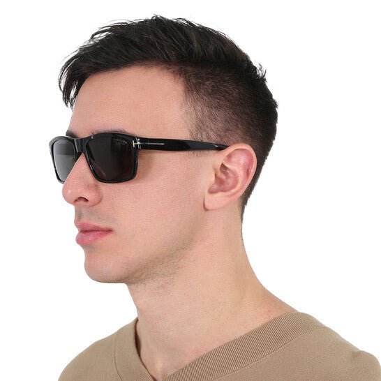 Tom Ford August Polarized Smoke Rectangular Men's Sunglasses
