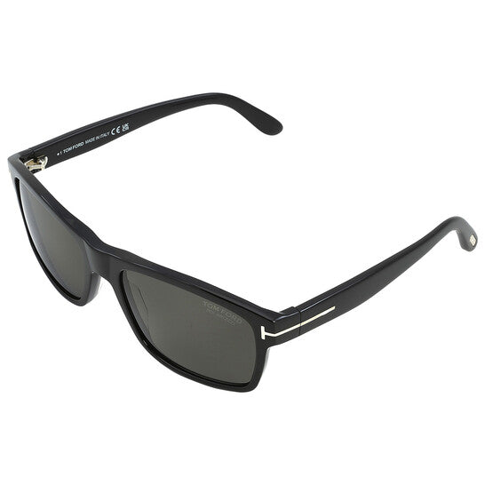 Tom Ford August Polarized Smoke Rectangular Men's Sunglasses