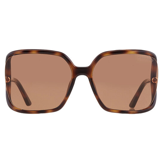 Tom Ford Solange Brown Butterfly Ladies Sunglasses
