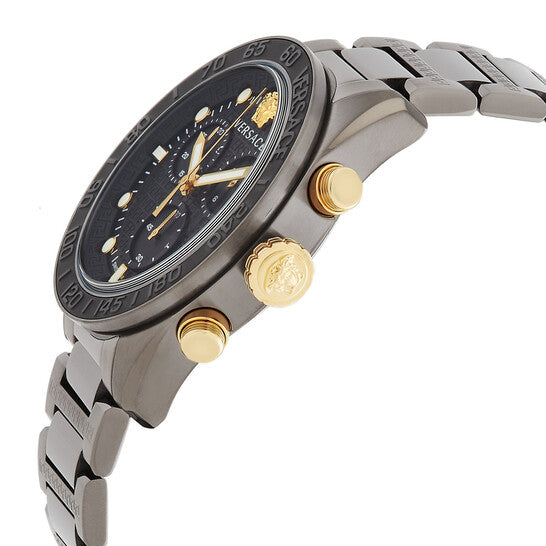 Versace Greca Dome Chronograph Quartz Black Dial Men's Watch