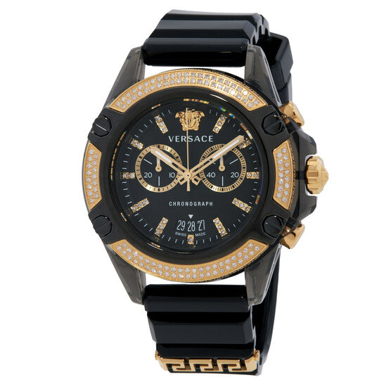 Versace Icon Active Chronograph Quartz Diamond Black Dial Men's Watch