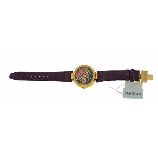 Versace Mystique Hibiscus Quartz Diamond Black Dial Ladies Watch